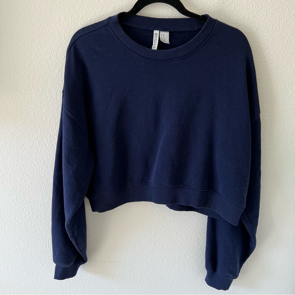 H&M Navy cropped crewneck